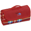 View Image 1 of 4 of Roll-Up Blanket - Red/Blue Plaid with Red Flap