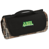 View Image 1 of 3 of Roll-Up Blanket - Brown/Black Plaid with Black Flap