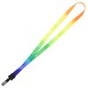 View Image 1 of 2 of Tie-Dye Multicolor Lanyard - 1/2" - Plastic Bulldog Clip - 24 hr