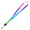 View Image 1 of 2 of Tie-Dye Multicolor Lanyard - 1/2" - Snap with Metal Bulldog Clip