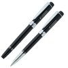 View Image 1 of 3 of Cutter & Buck Ebony Twist Metal Pen & Rollerball Pen Set