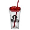View Image 1 of 5 of pint2go Glass Tumbler with Straw - 16 oz.