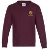 View Image 1 of 3 of 5.2 oz. Cotton Long Sleeve T-Shirt - Youth - Embroidered