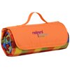 View Image 1 of 3 of Roll-Up Blanket - Orange Plaid with Orange Flap