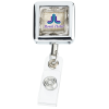 View Image 1 of 3 of Metal Retractable Badge Holder - Alligator Clip - Square