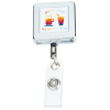 View Image 1 of 3 of Metal Retractable Badge Holder - Slip Clip - Square