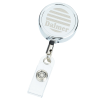 View Image 1 of 3 of Metal Retractable Badge Holder - Slip Clip - Round - Laser Engraved