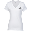 View Image 1 of 2 of Fruit of the Loom Sofspun V-Neck T-Shirt - Ladies' - White