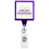 View Image 1 of 4 of Colored Chrome Retractable Badge Holder - Square