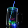 View Image 1 of 11 of Light-Up Mason Jar with Straw - 18 oz. - 24 hr