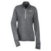 View Image 1 of 3 of adidas 1/4-Zip Heather 3-Stripes Pullover - Ladies' - Embroidered
