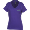 View Image 1 of 2 of Hanes Perfect-T V-Neck T-Shirt - Ladies' - Colors - Embroidered