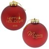 View Image 1 of 3 of Satin Round Ornament - Happy Holidays
