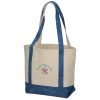 View Image 1 of 3 of Two-Tone Accent Gusseted Tote Bag - Distressed Print - Embroidered