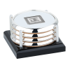 View Image 1 of 3 of Four Coasters with Black Acrylic Tray - Square Medallion