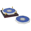 View Image 1 of 2 of Two Octagon Coasters with Solid Cherry Tray - Round Medallion