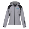 View Image 1 of 4 of Contrasting Color Hooded Soft Shell Jacket - Ladies'