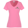 View Image 1 of 3 of Team Favorite 4.5 oz. V-Neck T-Shirt - Ladies' - Embroidered