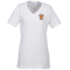 View Image 1 of 2 of Port Classic 5.4 oz. V-Neck T-Shirt - Ladies' - White - Embroidered