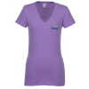 View Image 1 of 3 of 4.3 oz. Ringspun Cotton V-Neck T-Shirt - Ladies' - Embroidered