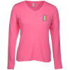 View Image 1 of 3 of Adult Performance Blend LS V-Neck T-Shirt - Ladies' - Embroidered