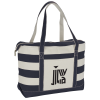 View Image 1 of 3 of Canvas Nautical 18 oz. Zip Top Tote - 14" x 24" - 24 hr