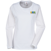 View Image 1 of 2 of Anvil Ringspun 4.5 oz. LS T-Shirt - Ladies' - White - Embroidered