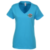 View Image 1 of 2 of Anvil Ringspun 4.5 oz. V-Neck T-Shirt - Ladies' - Colors - Embroidered