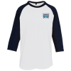 View Image 1 of 2 of Colorblock 3/4 Sleeve Cotton Baseball T-Shirt - Embroidered