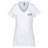 View Image 1 of 2 of Perfect Weight V-Neck Tee - Ladies' - White - Embroidered