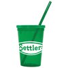 View Image 1 of 2 of Stadium Cup with Lid & Straw - 16 oz. - Jewel - 24 hr