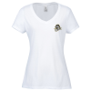 View Image 1 of 2 of Optimal Tri-Blend V-Neck T-Shirt - Ladies' - White - Embroidered