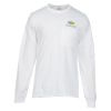 View Image 1 of 2 of Soft Spun Cotton Long Sleeve Pocket T-Shirt - White - Embroidered