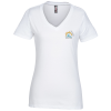 View Image 1 of 2 of Perfect Blend V-Neck Tee - Ladies' - White - Embroidered