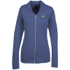 View Image 1 of 3 of Anvil Tri-Blend Full-Zip Hooded T-Shirt - Ladies' - Embroidered