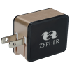 View Image 1 of 6 of 2 Port USB Folding Wall Charger - Light-Up Logo