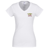 View Image 1 of 2 of Gildan Softstyle V-Neck T-Shirt - Ladies' - White - Embroidered - 24 hr