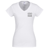 View Image 1 of 2 of Gildan Softstyle V-Neck T-Shirt - Ladies' - White - Screen - 24 hr