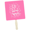 View Image 1 of 2 of Kraft Back Hand Fan - 8" Square - 24 hr
