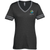 View Image 1 of 3 of Jerzees Tri-Blend Ringer Varsity T-Shirt - Ladies' - Embroidered