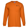 View Image 1 of 3 of Bayside 5.4 oz. 50/50 Long Sleeve Pocket T-Shirt