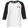 View Image 1 of 3 of Ultimate Raglan 3/4 Sleeve Tee - Youth - Embroidered
