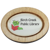 View Image 1 of 2 of Wood Lapel Pin - Oval - Full Color