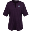 View Image 1 of 3 of Stretch Heather V-Neck Top - Ladies' - 24 hr