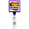 View Image 1 of 6 of Retractable Badge Holder - Square - Chrome Finish - Label