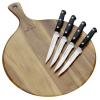 View Image 1 of 3 of CraftKitchen Round Board with Steak Knives Set