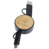 View Image 1 of 4 of Bamboo Retractable Duo Charging Cable