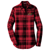 View Image 1 of 4 of Plaid Flannel Shirt - Ladies' - 24 hr