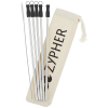 View Image 1 of 2 of Stainless Straw Set in Cotton Pouch - 5 Pack - 24 hr