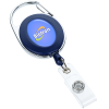 View Image 1 of 4 of Domed Oval Metal Retractable Badge Holder with Carabiner